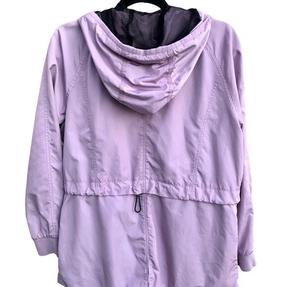 Y2K Express Jacket L Windbreaker Hood Zipper Reflective Outdoors Camping Walk - Picture 5 of 7